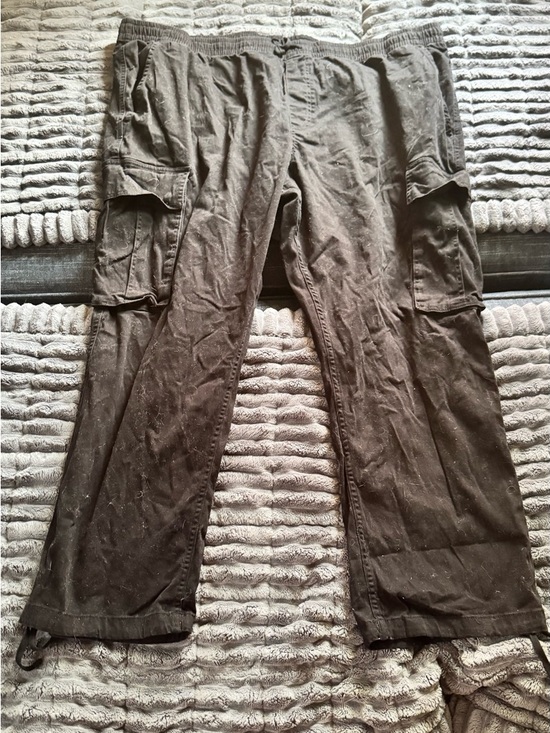 No Boundaries Pants - No Boundaries Men's Dark Brown Cargo Pants with Elastic Waist